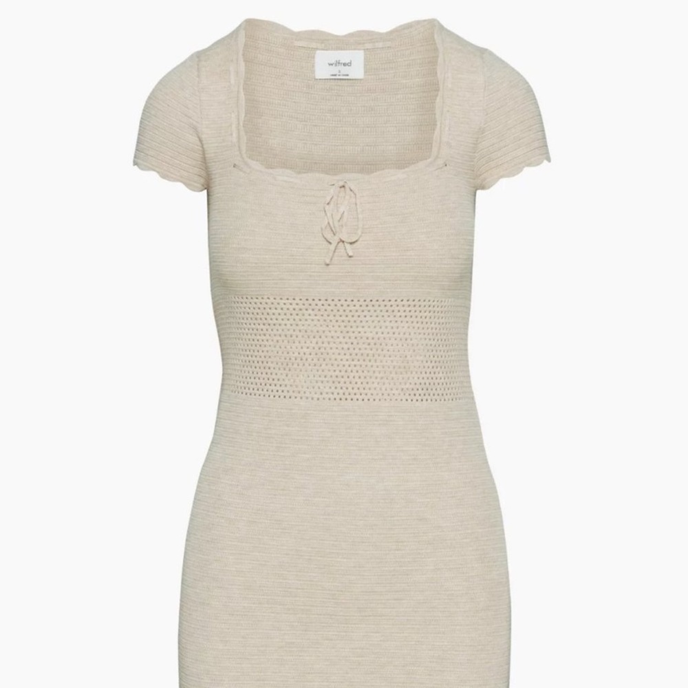 Wilfred Beige Knit Dress medium NEW WITH TAGS